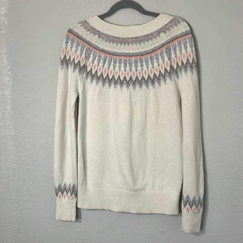 Boden Cream and Gray Patterned Crew Neck Sweater - Picture 7 of 8